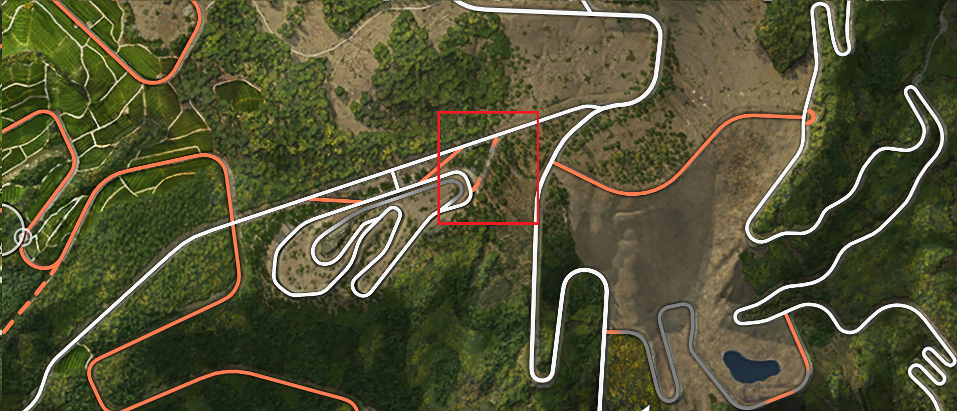 Capture de la carte de Forza Horizon 6 montrant la route facile à manquer 4 au sud-est de la région de Takashiro.