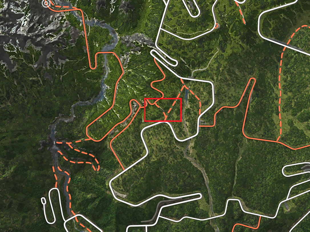 Capture de la carte de Forza Horizon 6 montrant la route facile à manquer 5 au nord-est de la région de Takashiro.